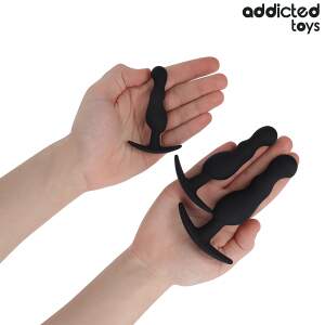 Addicted Toys - Anal Training Kit - 3 Butt Plugs - Model B - Siliconen - Zwart