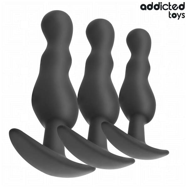 Addicted Toys - Anal Training Kit - 3 Butt Plugs - Model B - Siliconen - Zwart - Afbeelding 7