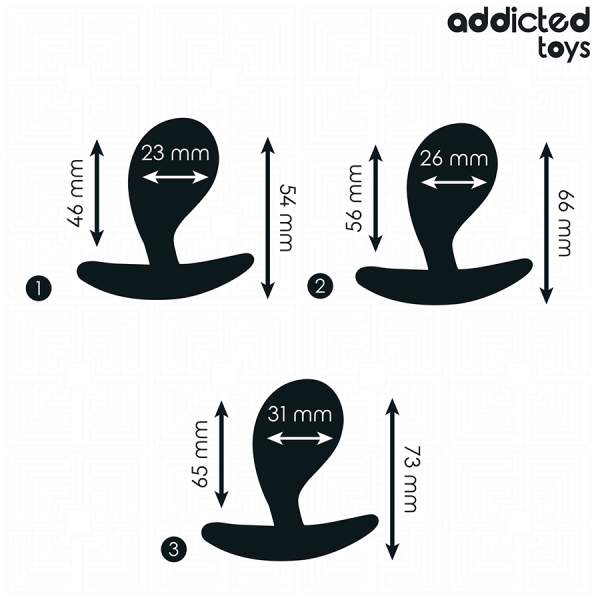 Addicted Toys - Anal Training Kit - 3 Butt Plugs - Model J - Siliconen - Zwart - Afbeelding 5