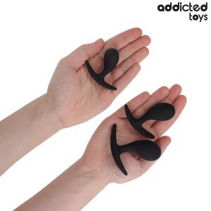 Addicted Toys - Anal Training Kit - 3 Butt Plugs - Model J - Siliconen - Zwart