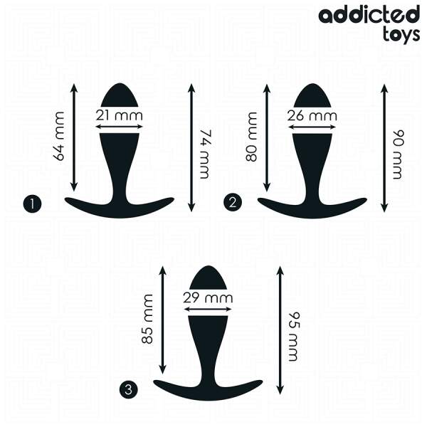 Addicted Toys - Anal Training Kit - 3 Butt Plugs - Model T - Siliconen - Zwart - Afbeelding 6