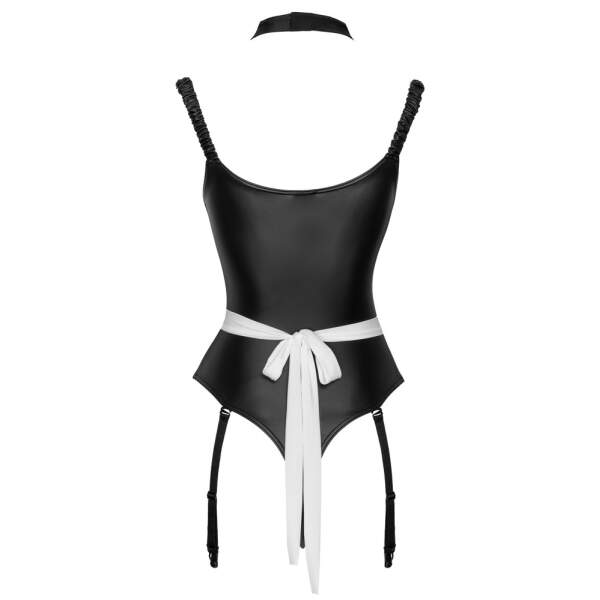 Cottelli Collection - Waitress - Dienstmeisje - Stringbody - Zwart - Wit - Afbeelding 5