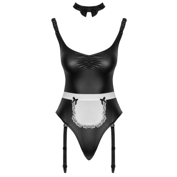 Cottelli Collection - Waitress - Dienstmeisje - Stringbody - Zwart - Wit - Afbeelding 4