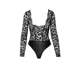 Noir Handmade - F296 Psyche - Body - met Rits - Wetlook - Kant- Zwart