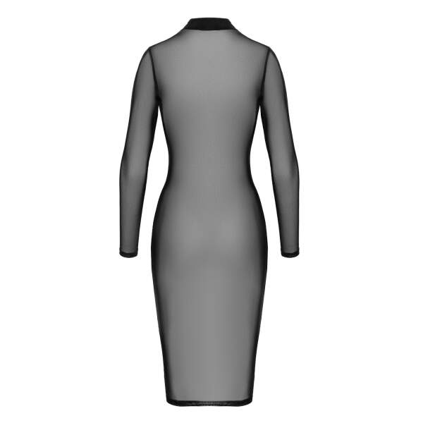 Noir Handmade - F347 - Ecstasy - Midi Jurk - Rits - Gaas - Zwart - Afbeelding 8