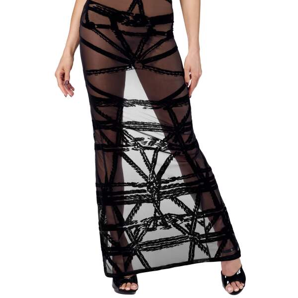 Noir Handmade - F358 - Bondesque - Opera Jurk- Strapless - Flockprint - Zwart - Afbeelding 6