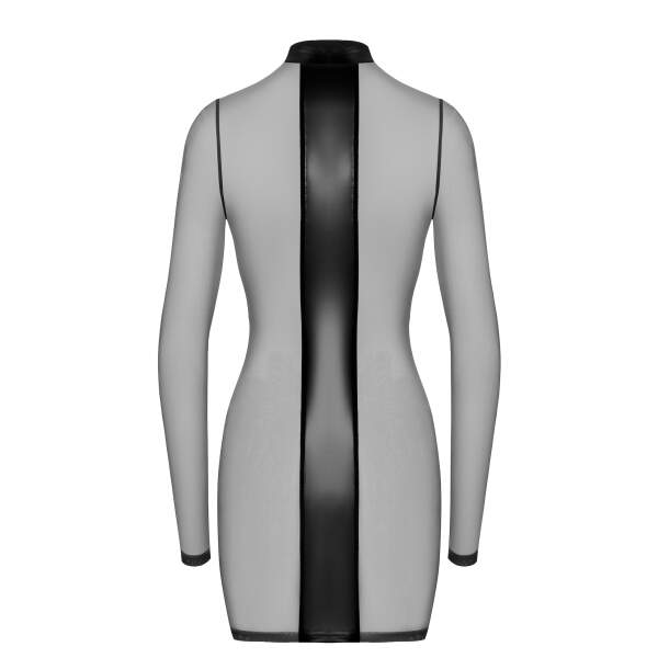Noir Handmade - F369 - Crossfire Jurk - Gaas - Wetlook - Zwart - Afbeelding 6