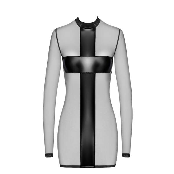 Noir Handmade - F369 - Crossfire Jurk - Gaas - Wetlook - Zwart - Afbeelding 5