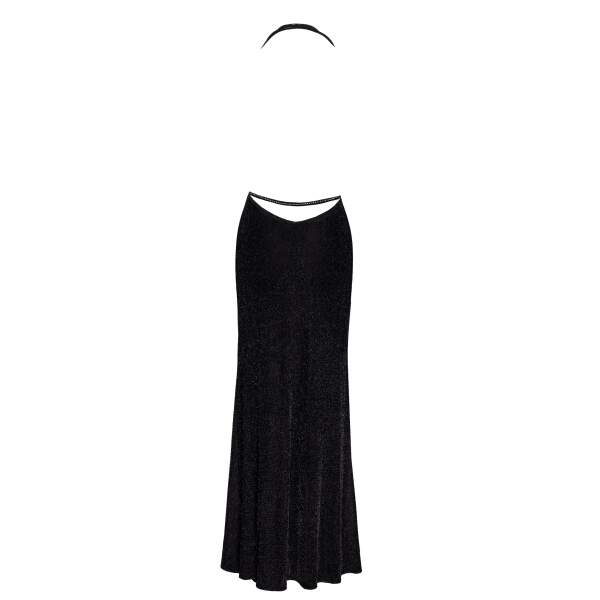 Noir Handmade - F373 - Onyx Liquid Long dress - Lurex - Zwart - Afbeelding 6