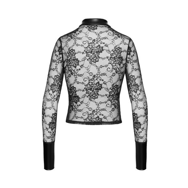 Noir Handmade - F377 - Noirelle Lace Button-up Blouse - Kant - Zwart - Afbeelding 5