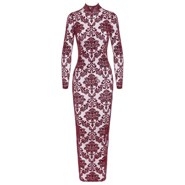 Noir Handmade - F383 - Kink Royal - Jurk - Gaas - Flockprint - Rood - Afbeelding 7