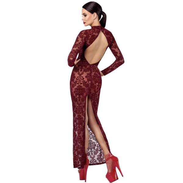 Noir Handmade - F383 - Kink Royal - Jurk - Gaas - Flockprint - Rood - Afbeelding 4