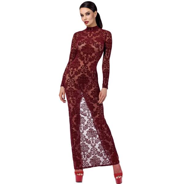 Noir Handmade - F383 - Kink Royal - Jurk - Gaas - Flockprint - Rood