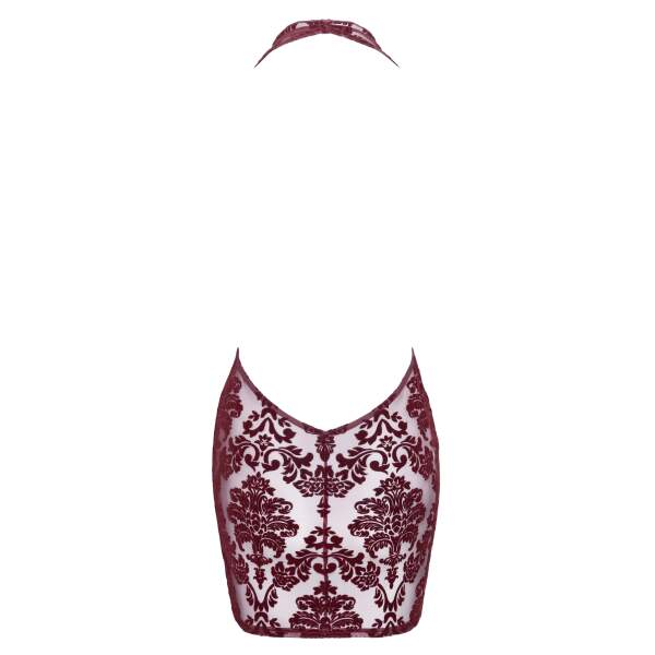 Noir Handmade - F385 - Kink Royal Cascade - Mini Jurk - Gaas - Flockprint - Rood - Afbeelding 11