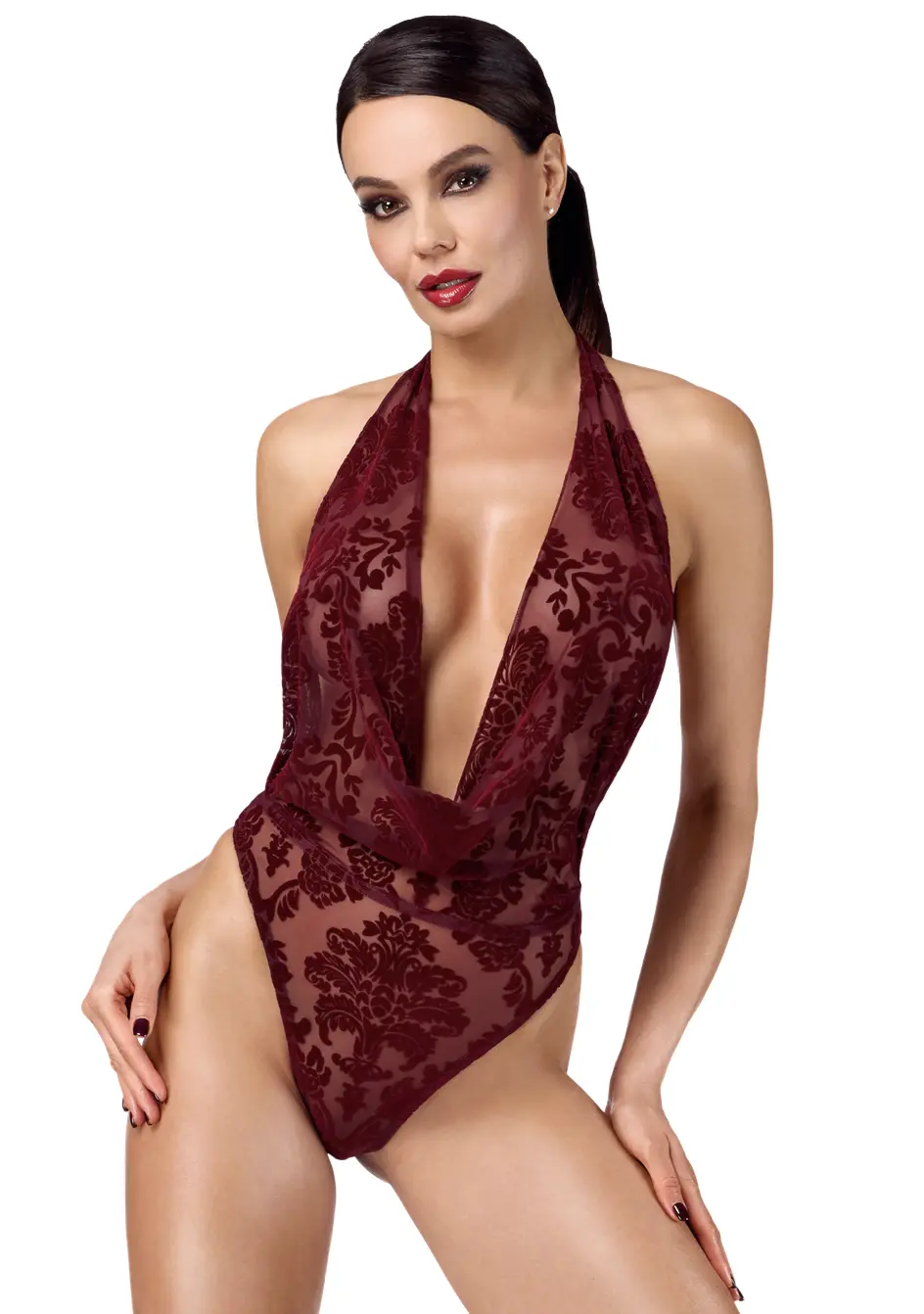 Noir Handmade - F386 - Kink Royal Cascade - Stringbody - Gaas - Flockprint - Rood