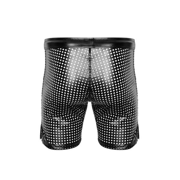 Noir Handmade - H077 - Mayhem - Biker Shorts - Bermuda -  Geperforeerd Wetlook - Zwart - Afbeelding 7