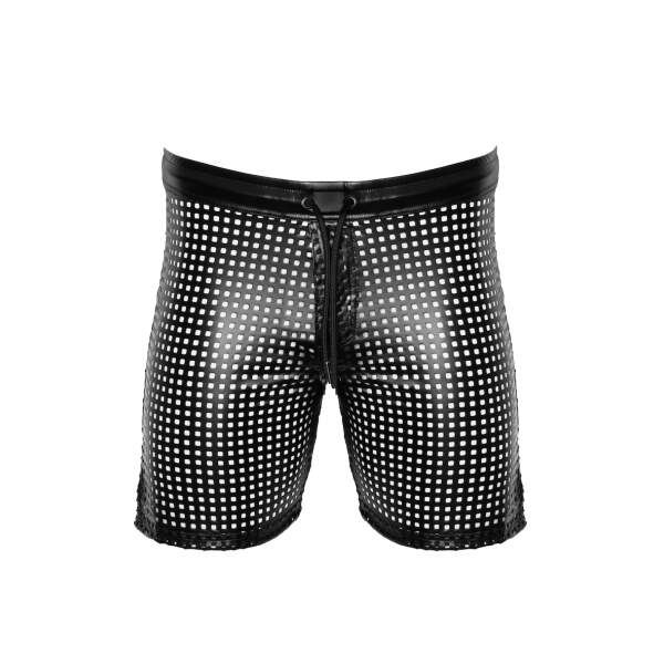 Noir Handmade - H077 - Mayhem - Biker Shorts - Bermuda -  Geperforeerd Wetlook - Zwart