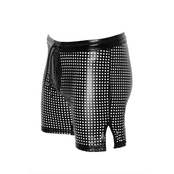 Noir Handmade - H077 - Mayhem - Biker Shorts - Bermuda -  Geperforeerd Wetlook - Zwart - Afbeelding 6