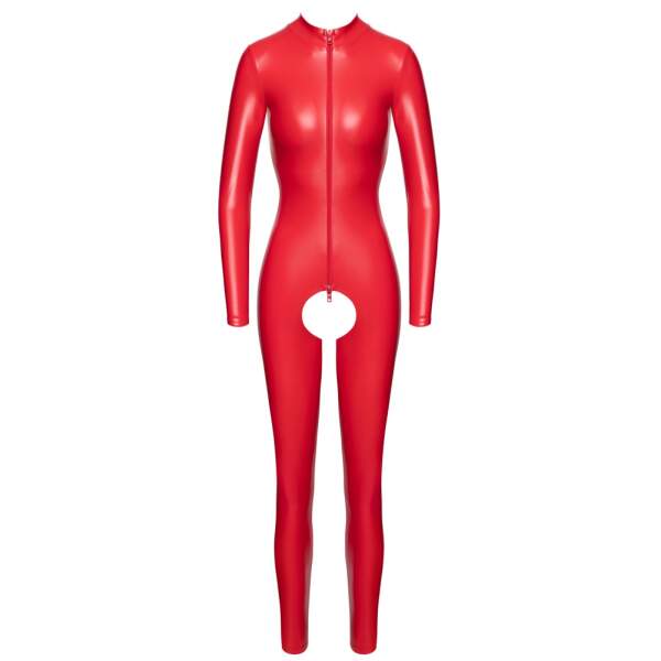 Noir Handmade - Catsuit - Kruisloos - Wetlook - Rood - Afbeelding 5