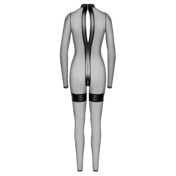 Noir Handmade - Transparante Catsuit - Kruisloos - Gaas met Wetlook - Zwart - Afbeelding 9