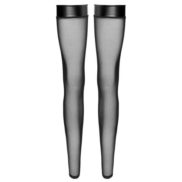 Noir Handmade - Gaas Kousen met Strass - Wetlook - Zwart - Afbeelding 4