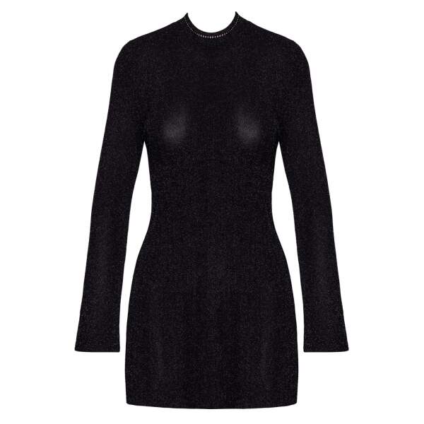 Noir Handmade - Midnight Spell - Mini Jurk - Glitters - Lurex - Zwart - Afbeelding 6