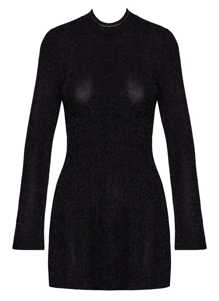 Noir Handmade - Midnight Spell - Mini Jurk - Glitters - Lurex - Zwart - Afbeelding 6