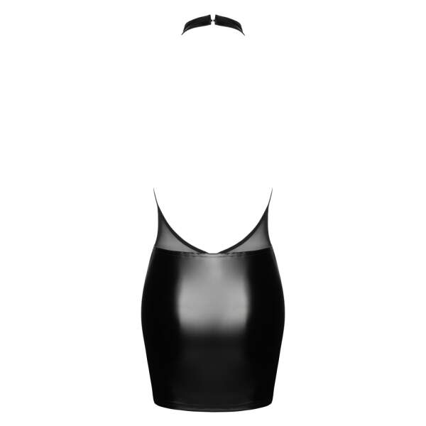 Noir Handmade - Gaas Mini jurk met Strass - Wetlook Rokje - Zwart - Afbeelding 4