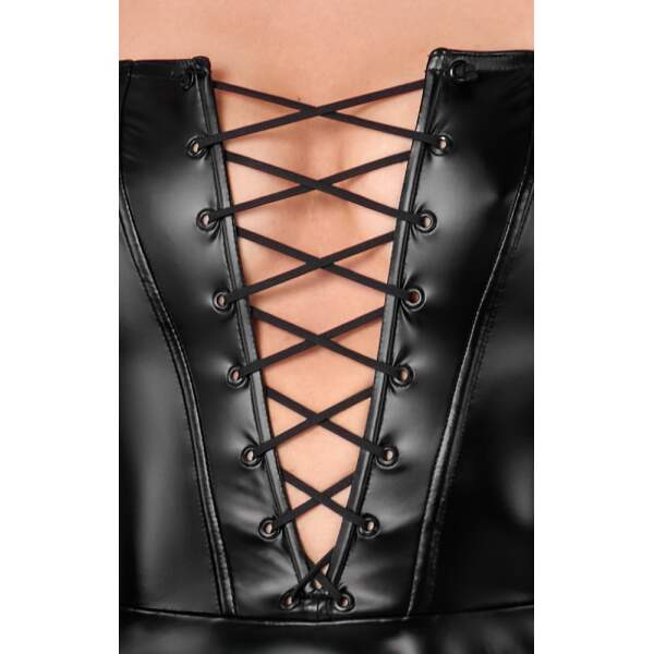 Noir Handmade - Wetlook Mini Jurk met Veter - Zwart - Afbeelding 4