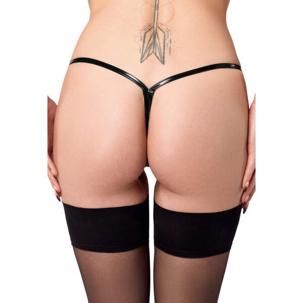 Noir Handmade - P014 - Dominae - Stripper String - Lak- Zwart - Afbeelding 3