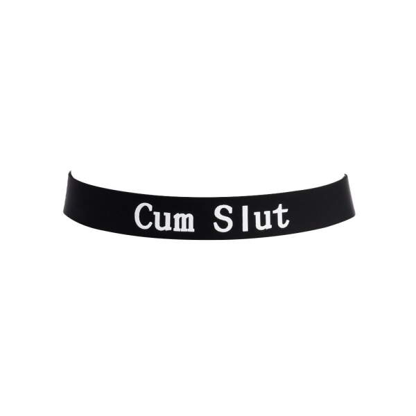 Rimba - Collar - CUM SLUT - Verstelbaar - Siliconen - Zwart - Afbeelding 5