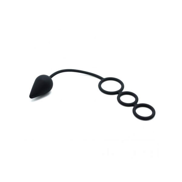 Rimba - Cockring met Butt Plug - Siliconen - Zwart - Afbeelding 3