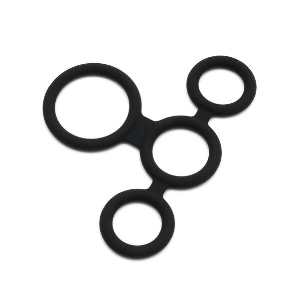Rimba - Quatro Cockring - Siliconen - Zwart - Afbeelding 7