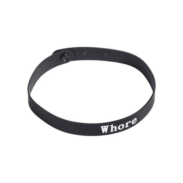 Rimba - Collar - WHORE - Verstelbaar - Siliconen - Zwart - Afbeelding 2