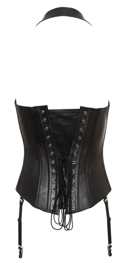 Zado - Lamsleren Halter Corset – Biker Style met Jarretels - Afbeelding 9