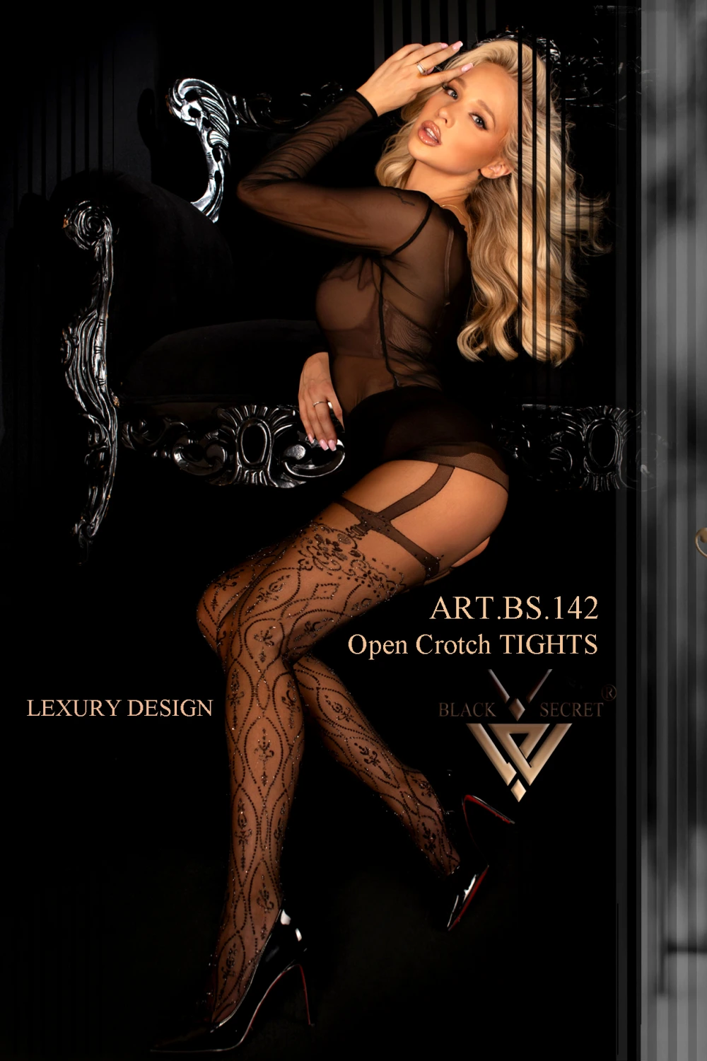 Black Secret - Open Kruis Panty BS142 - Zwart - Afbeelding 4