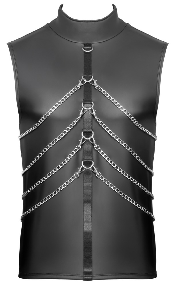 NEK - Wetlook Shirt - Mouwloos - Kettingen - Zwart - Afbeelding 5