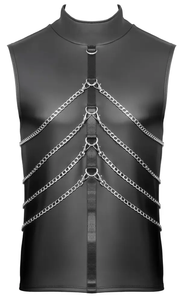 NEK - Wetlook Shirt - Mouwloos - Kettingen - Zwart - Afbeelding 5