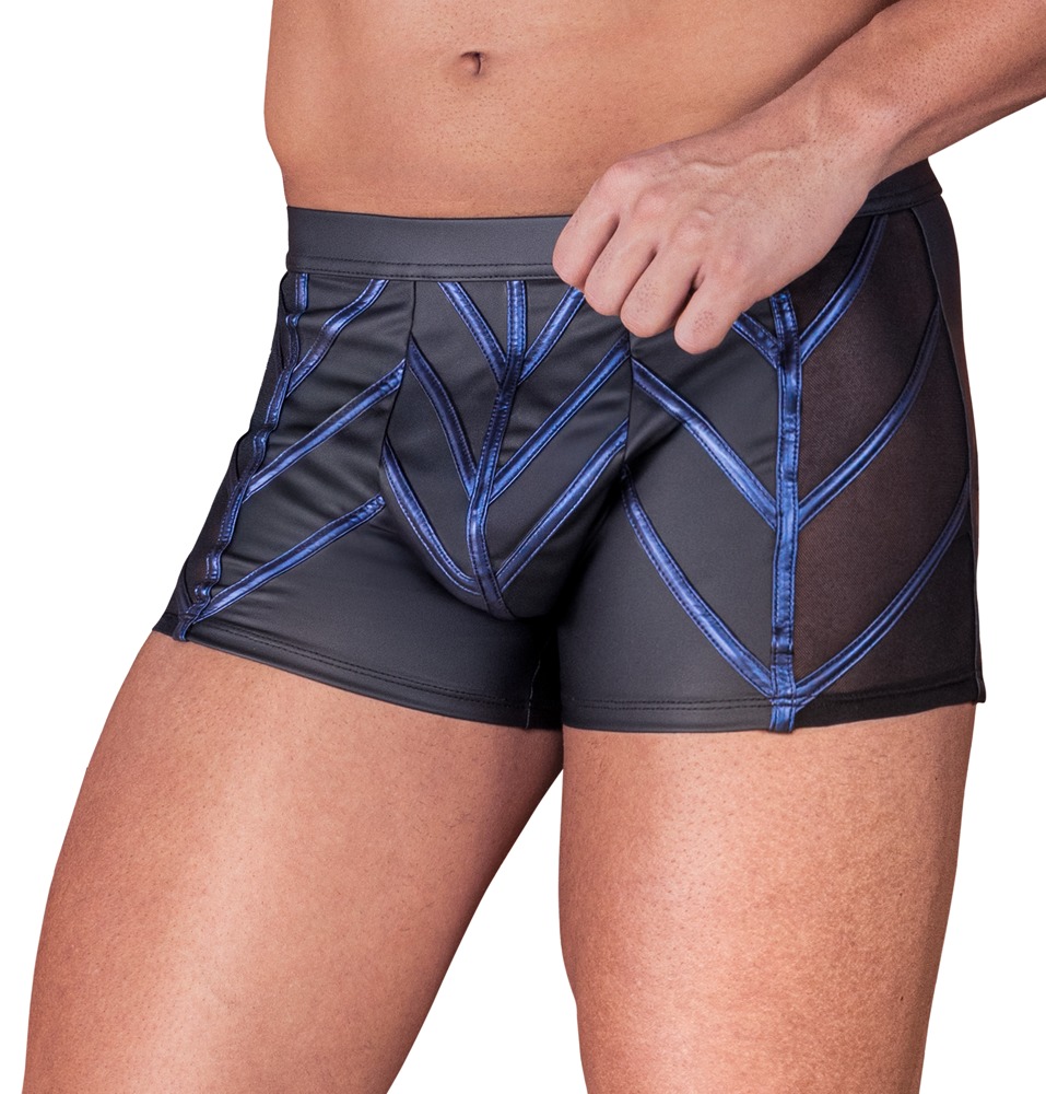 NEK - Short - Blauwe Strepen - Wetlook - Gaas - Zwart