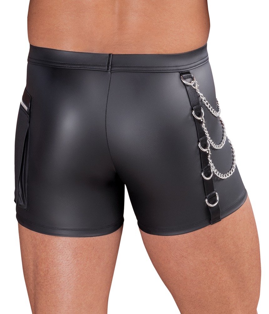 NEK - Wetlook Short - Kettingen - Rits - Pocket - Zwart - Afbeelding 8