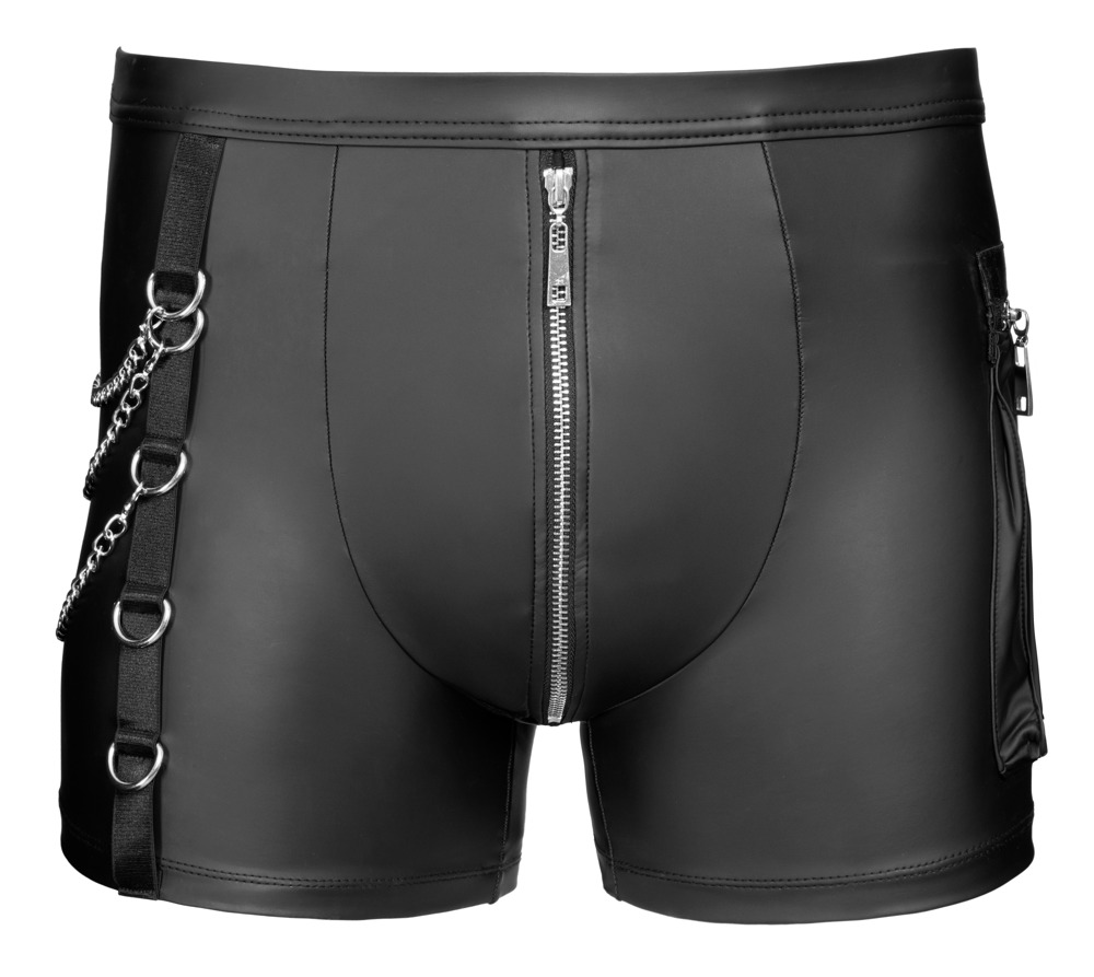 NEK - Wetlook Short - Kettingen - Rits - Pocket - Zwart - Afbeelding 9