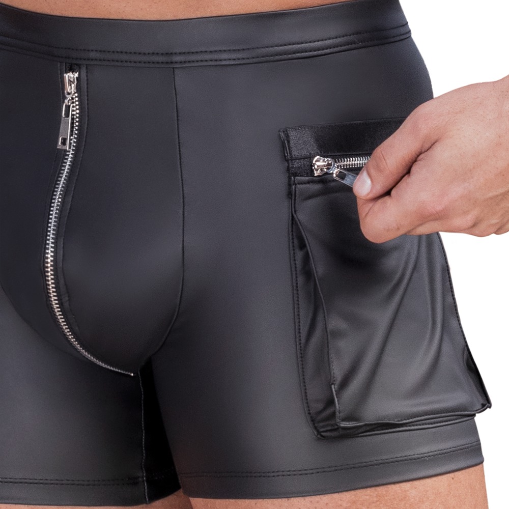 NEK - Wetlook Short - Kettingen - Rits - Pocket - Zwart - Afbeelding 6