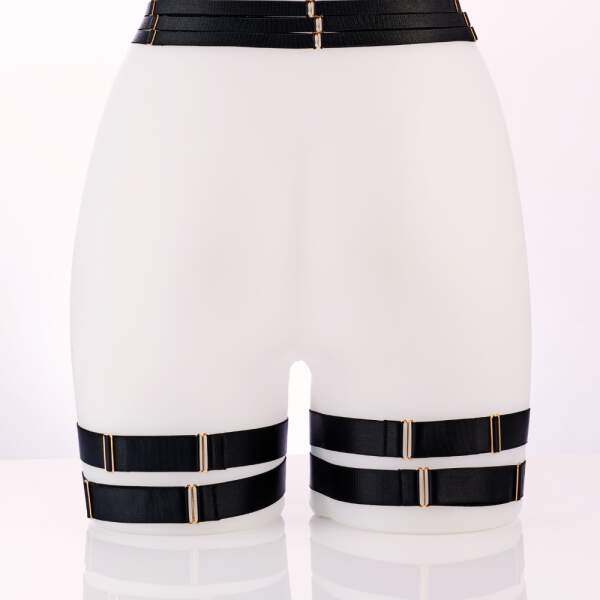 Kinky Diva - Decadence - Isis II - Parels - Gouden Details - Jarretelgordel - Harnas - Zwart - Afbeelding 10