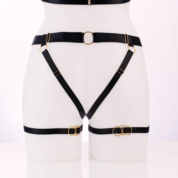 Kinky Diva - Decadence - Faustina III- Parels - Gouden Details - Heupgordel - Harnas - Zwart - Afbeelding 8