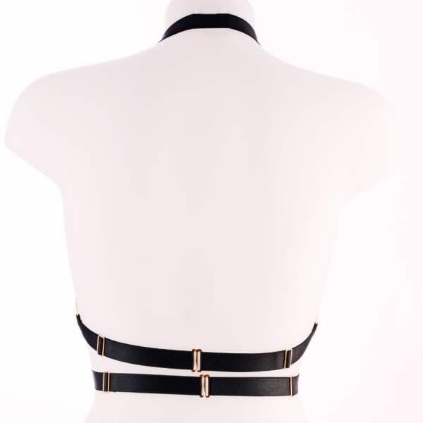 Kinky Diva - Decadence - Faustina II - Open Bra - Parels - Gouden Details - Harnas - Verstelbaar - Zwart - Afbeelding 9