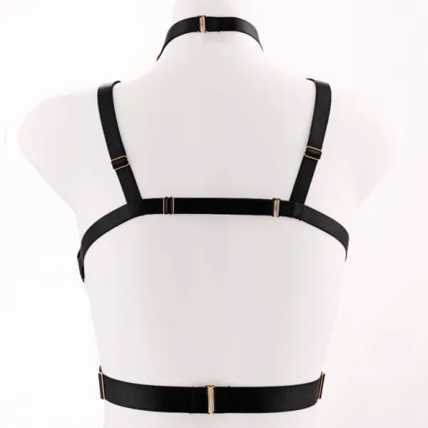 Kinky Diva - Decadence - Pompeia I - Open Bra - Parels - Gouden Details - Harnas - Verstelbaar - Zwart - Afbeelding 7