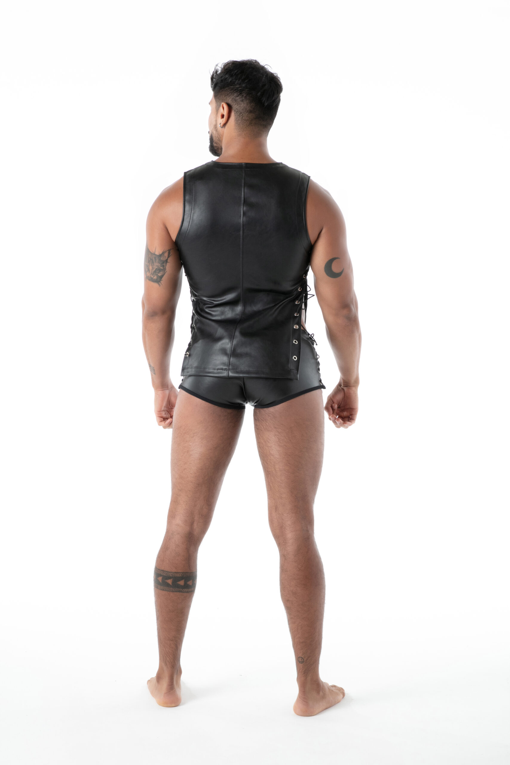 TOF PARIS - Stoer Kunstleren Tank Top met Vetersluitingen - Zwart - Afbeelding 8