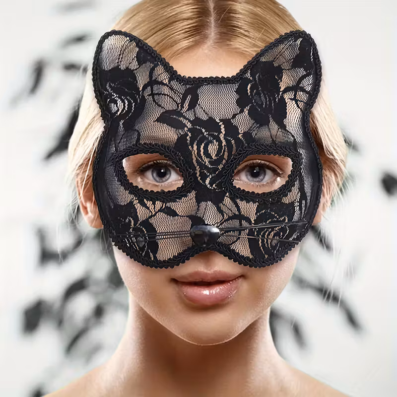 Cape Specialist - Cat Mask - Kanten Motief - Zwart - Afbeelding 3