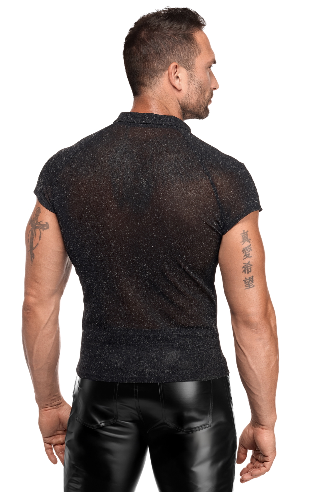 Noir Handmade - H082 - Onyx Veil Polo - Shirt - Lurex - Zwart - Afbeelding 5