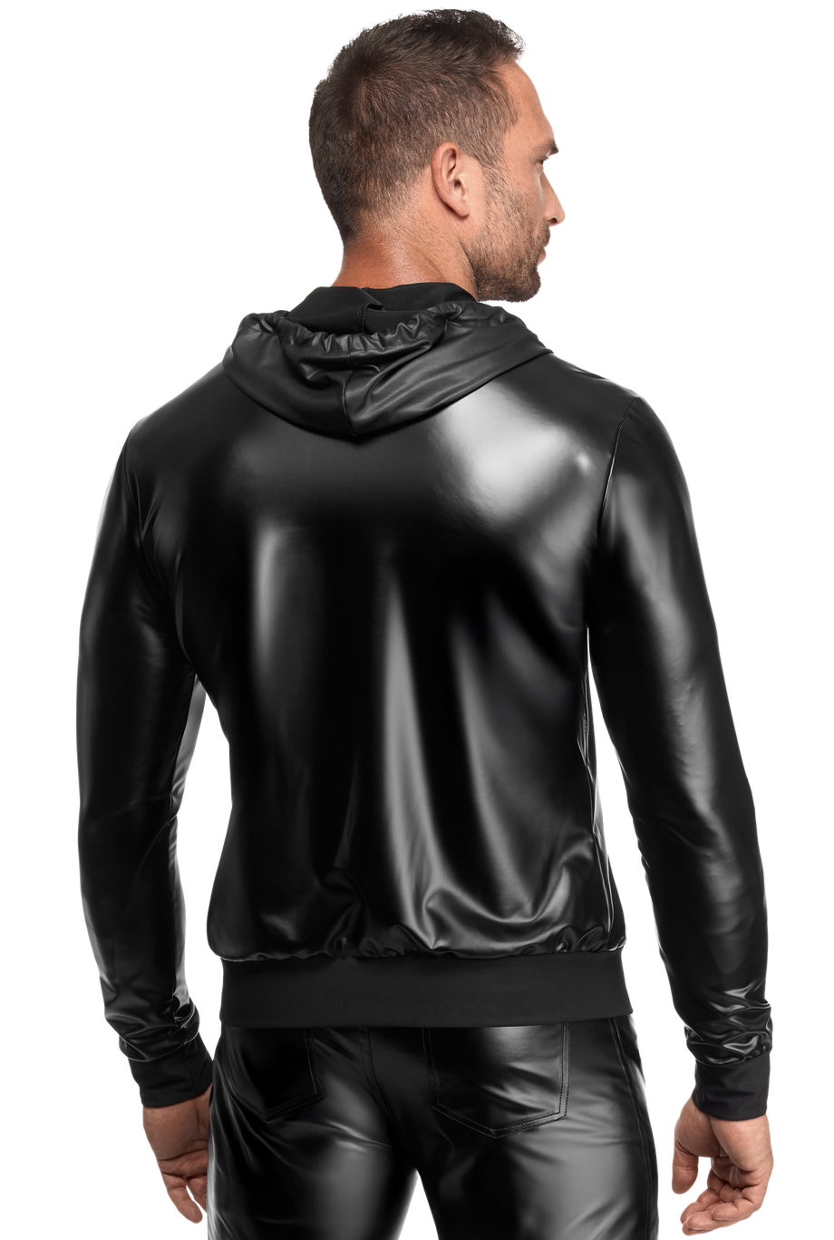 Noir Handmade - H086 - Vexen - Hooded Jacket - Wetlook - Zwart - Afbeelding 5